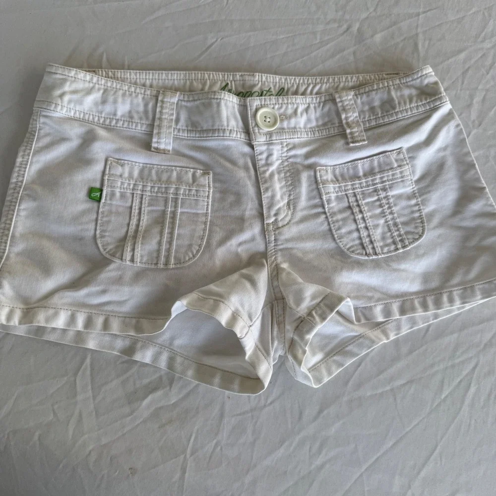 Aeropostale Womens White Corduroy Mini Shorts Size 7/8 Cotton Low Rise Y2K Style